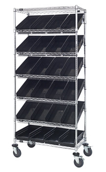 Bin Systems Unit, mobile, 36"L x 18"W x 80"H, Chrome, Black, Carbon Steel, MWRS-7-108BK