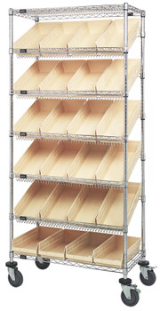 Bin Systems Unit, mobile, 36"L x 18"W x 80"H, Chrome, Ivory, Carbon Steel, MWRS-7-108IV