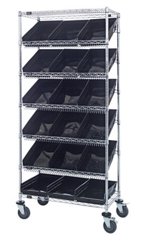 Bin Systems Unit, mobile, 36"L x 18"W x 80"H, Chrome, Black, Carbon Steel, MWRS-7-110BK
