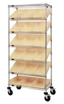 Bin Systems Unit, mobile, 36"L x 18"W x 80"H, Chrome, Ivory, Carbon Steel, MWRS-7-110IV