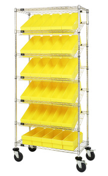Bin Systems Unit, mobile, 36"L x 18"W x 80"H, Chrome, Yellow, Carbon Steel, MWRS-7-602YL