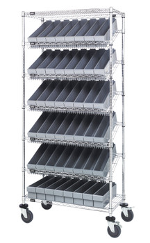 Bin Systems Unit, mobile, 36"L x 18"W x 80"H, Chrome, Gray, Carbon Steel, MWRS-7-604GY