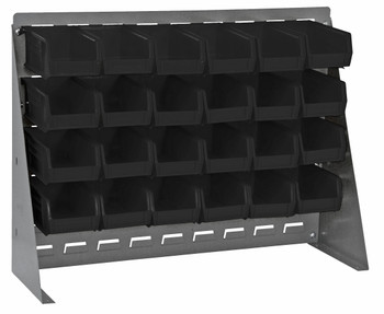 Bench Rack, 27-3/4"L x 8"W x 21"H, 16 gauge steel louvered model, Gray, Black, Carbon Steel, QBR-2721-210-24BK
