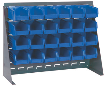 Bench Rack, 27-3/4"L x 8"W x 21"H, 16 gauge steel louvered model, Gray, Blue, Carbon Steel, QBR-2721-210-24BL