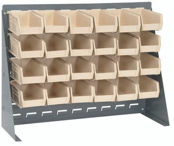 Bench Rack, 27-3/4"L x 8"W x 21"H, 16 gauge steel louvered model, Gray, Ivory, Carbon Steel, QBR-2721-210-24IV