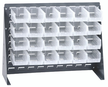 Bench Rack, 27-3/4"L x 8"W x 21"H, 16 gauge steel louvered model, Gray, Clear, Carbon Steel, QBR-2721-220-24CL