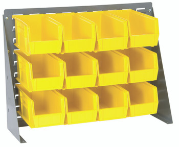 Bench Rack, 27-3/4"L x 8"W x 21"H, 16 gauge steel louvered model, Gray, Yellow, Carbon Steel, QBR-2721-230-12YL