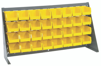 Bench Rack, 36"L x 8"W x 19"H, 16 gauge steel louvered model, Gray, Yellow, Carbon Steel, QBR-3619-210-32YL