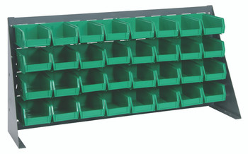 Bench Rack, 36"L x 8"W x 19"H, 16 gauge steel louvered model, Gray, Green, Carbon Steel, QBR-3619-220-32GN
