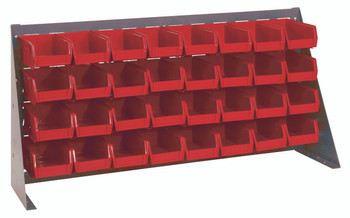 Bench Rack, 36"L x 8"W x 19"H, 16 gauge steel louvered model, Gray, Red, Carbon Steel, QBR-3619-220-32RD