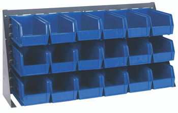 Bench Rack, 36"L x 8"W x 19"H, 16 gauge steel louvered model, Gray, Blue, Carbon Steel, QBR-3619-230-18BL