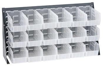 Bench Rack, 36"L x 8"W x 19"H, 16 gauge steel louvered model, Gray, Clear, Carbon Steel, QBR-3619-230-18CL