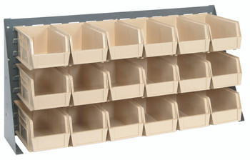 Bench Rack, 36"L x 8"W x 19"H, 16 gauge steel louvered model, Gray, Ivory, Carbon Steel, QBR-3619-230-18IV