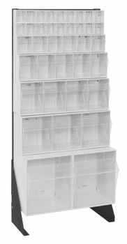 Tip Out Bin Floor Stand, single sided, 10"D x 23-5/8"W x 52"H, Black, White, Carbon Steel, QFS148-38WT