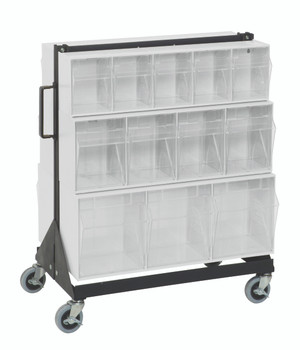 Tip Out Bin Floor Stand, double sided, mobile, Black, White, Carbon Steel, QFS224-24+QFS400WT