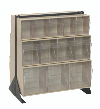 Tip Out Bin Floor Stand, double sided, 20-1/4"D x 23-5/8"W x 28"H, Black, Ivory, Carbon Steel, QFS224-24IV