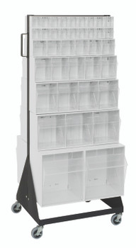 Tip Out Bin Floor Stand, double sided, mobile, Black, White, Carbon Steel, QFS248-76+QFS400WT