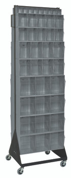 Tip Out Bin Floor Stand, double sided, mobile, Black, Gray, Carbon Steel, QFS270-72+QFS400GY