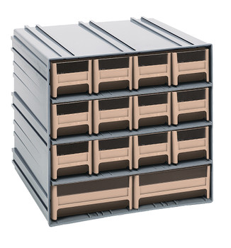 Interlocking Storage Cabinets, 11-3/8"D x 11-3/4"W x 11"H, includes: (12) IDR201 and (2) IDR203, Gray, Ivory, Polysteryne, QIC-12123IV