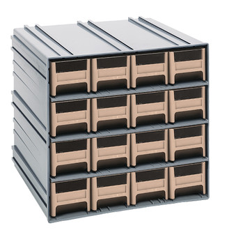 Interlocking Storage Cabinets, 11-3/8"D x 11-3/4"W x 11"H, includes: (16) IDR201, Gray, Ivory, Polysteryne, QIC-161IV