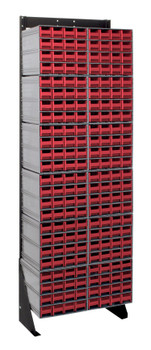 Interlocking Storage Cabinets Floor Stand, single sided, 12"D x 23-5/8"W x 75"H, Black, Red, Carbon Steel, QIC-170-161RD