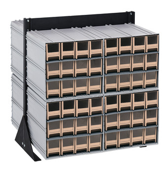 Interlocking Storage Cabinets Floor Stand, double sided, 24"D x 23-5/8"W x 28"H, Black, Ivory, Carbon Steel, QIC-224-122IV