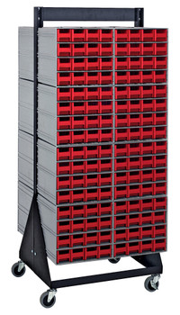 Interlocking Storage Cabinets Floor Stand, double sided, 24"D x 23-5/8"W x 52"H, Black, Red, Carbon Steel, QIC-248-161RD