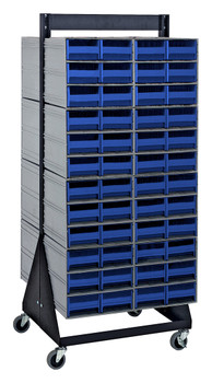 Interlocking Storage Cabinets Floor Stand, double sided, 24"D x 23-5/8"W x 52"H, Black, Blue, Carbon Steel, QIC-248-64BL
