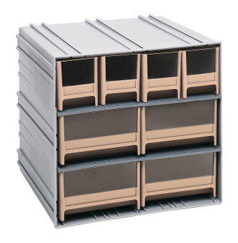 Interlocking Storage Cabinets, 11-3/8"D x 11-3/4"W x 11"H, includes: (4) IDR202 and (4) IDR204, Gray, Ivory, Polysteryne, QIC-4244IV
