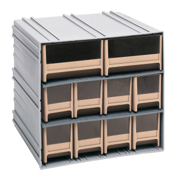 Interlocking Storage Cabinets, 11-3/8"D x 11-3/4"W x 11"H, includes: (8) IDR202 and (2) IDR204, Gray, Ivory, Polysteryne, QIC-8224IV