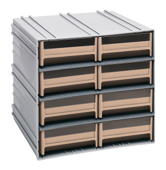 Interlocking Storage Cabinets, 11-3/8"D x 11-3/4"W x 11"H, includes: (8) IDR203, Gray, Ivory, Polysteryne, QIC-83IV
