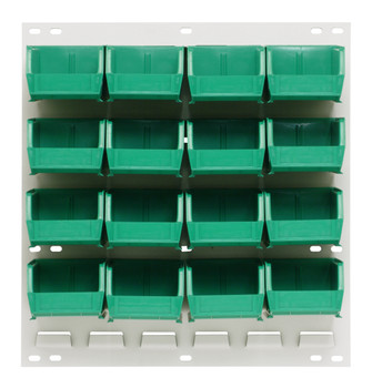 Louvered Panel, wall mounted, 18"L x 6"D x 19"H, Oyster White, Green, Carbon Steel, QLP-1819HC-210-16GN