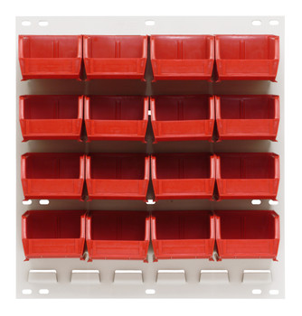 Louvered Panel, wall mounted, 18"L x 8"D x 19"H, Oyster White, Red, Carbon Steel, QLP-1819HC-220-16RD