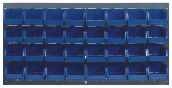 Louvered Panel, wall mounted, 36"L x 6"D x 19"H, Gray, Blue, Carbon Steel, QLP-3619-210-32BL