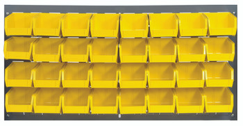 Louvered Panel, wall mounted, 36"L x 6"D x 19"H, Gray, Yellow, Carbon Steel, QLP-3619-210-32YL