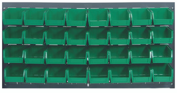 Louvered Panel, wall mounted, 36"L x 8"D x 19"H, Gray, Green, Carbon Steel, QLP-3619-220-32GN