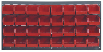 Louvered Panel, wall mounted, 36"L x 8"D x 19"H, Gray, Red, Carbon Steel, QLP-3619-220-32RD