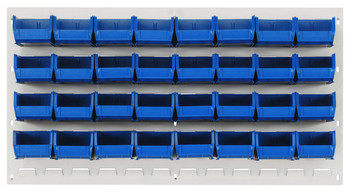Louvered Panel, wall mounted, 36"L x 8"D x 19"H, Oyster White, Blue, Carbon Steel, QLP-3619HC-220-32BL