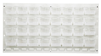 Louvered Panel, wall mounted, 36"L x 8"D x 19"H, Oyster White, Clear, Carbon Steel, QLP-3619HC-220-32CL