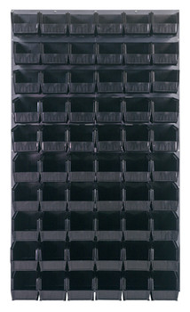 Louvered Panel, wall mounted, 36"L x 11"D x 61"H, Gray, Black, Carbon Steel, QLP-3661-230-60BK