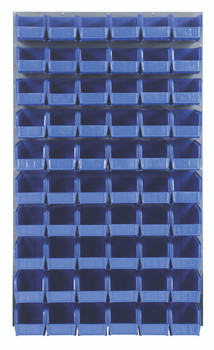 Louvered Panel, wall mounted, 36"L x 11"D x 61"H, Gray, Blue, Carbon Steel, QLP-3661-230-60BL