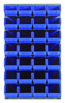 Louvered Panel, wall mounted, 36"L x 15"D x 61"H, Gray, Blue, Carbon Steel, QLP-3661-240-28BL