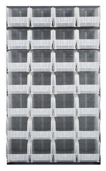 Louvered Panel, wall mounted, 36"L x 15"D x 61"H, Gray, Clear, Carbon Steel, QLP-3661-240-28CL