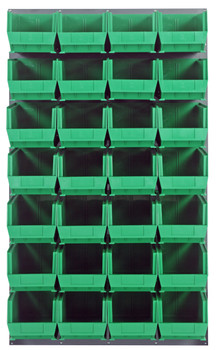 Louvered Panel, wall mounted, 36"L x 15"D x 61"H, Gray, Green, Carbon Steel, QLP-3661-240-28GN