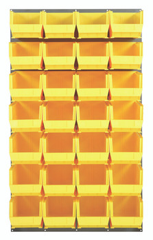 Louvered Panel, wall mounted, 36"L x 15"D x 61"H, Gray, Yellow, Carbon Steel, QLP-3661-240-28YL