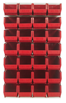 Louvered Panel, wall mounted, 36"L x 15"D x 61"H, Oyster White, Red, Carbon Steel, QLP-3661HC-240-28RD
