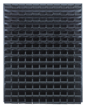 Louvered Panel, wall mounted, 48"L x 8"D x 61"H, Gray, Black, Carbon Steel, QLP-4861-220-165BK