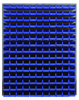 Louvered Panel, wall mounted, 48"L x 8"D x 61"H, Gray, Blue, Carbon Steel, QLP-4861-220-165BL