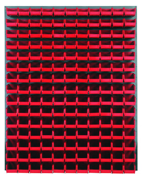 Louvered Panel, wall mounted, 48"L x 8"D x 61"H, Gray, Red, Carbon Steel, QLP-4861-220-165RD