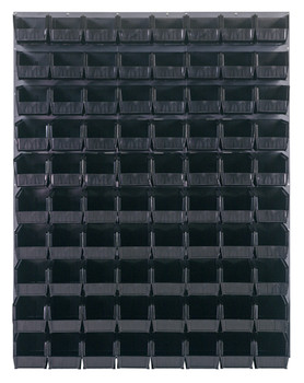 Louvered Panel, wall mounted, 48"L x 11"D x 61"H, Gray, Black, Carbon Steel, QLP-4861-230-80BK
